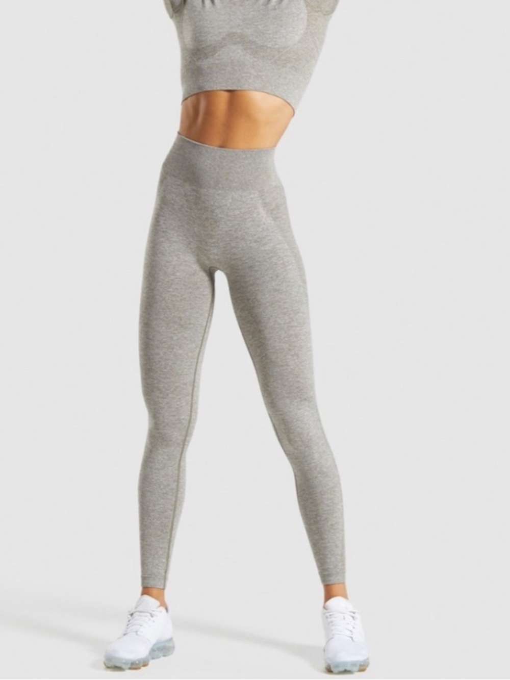GYMSHARK | Flex Leggings Khaki Marl Pink Size Medium